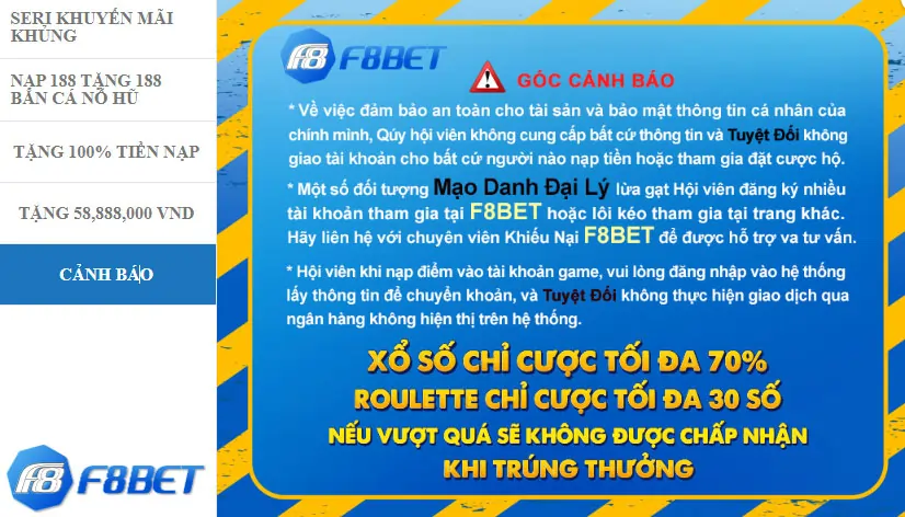 Cảnh báo lừa đảo F8bet